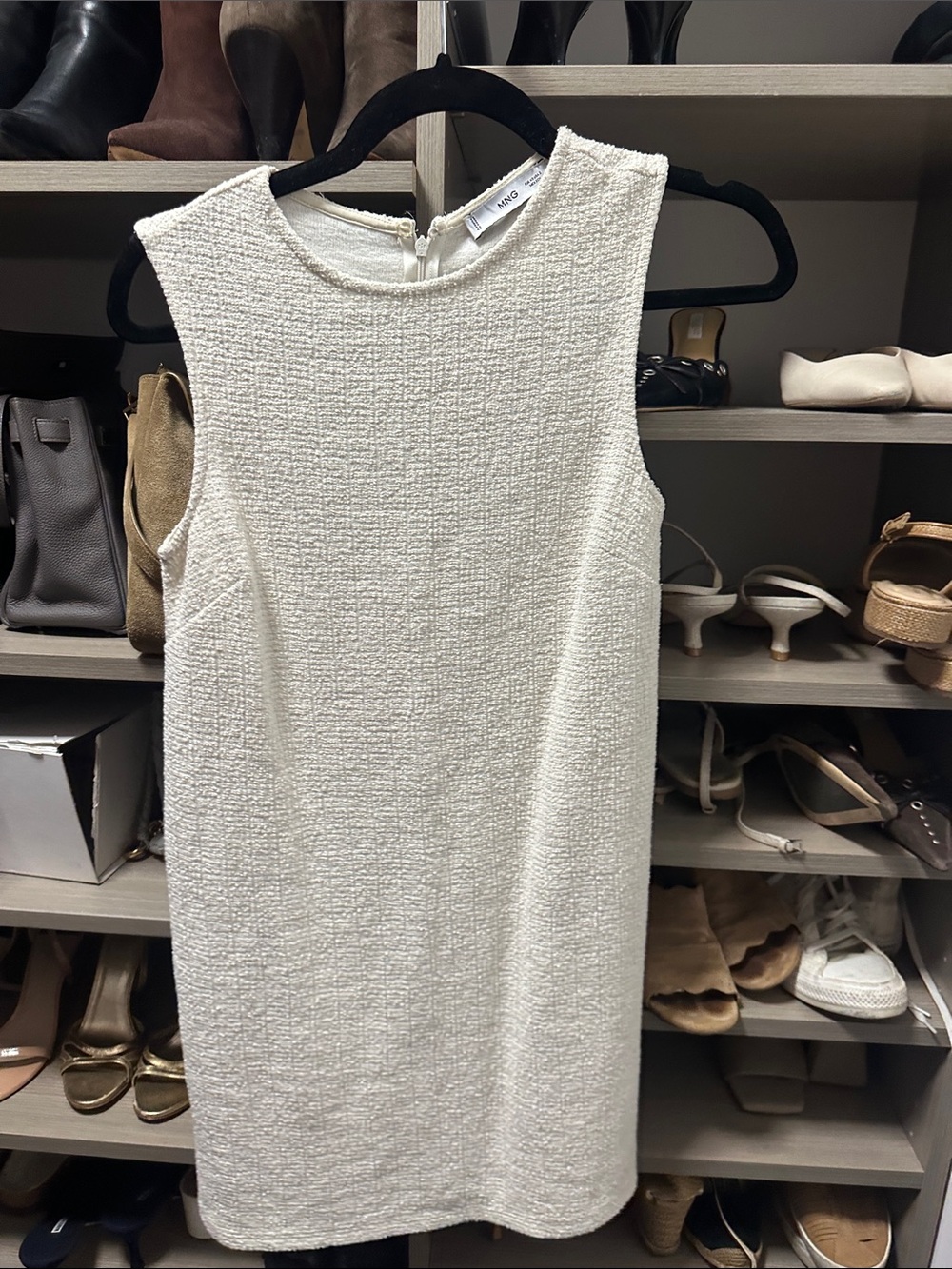 Mango Ivory Textured Sleeveless Mini Dress